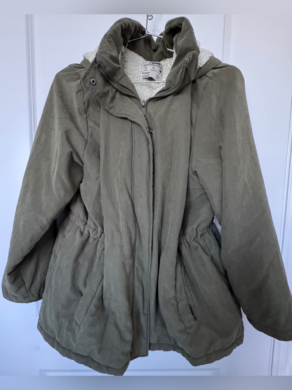 Ci Sono Olive Green Sherpa-Lined Hooded Padded Puffer Jacket size 3X - Picture 9 of 10